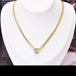 Gold Heart Necklace with earing. Gold plated